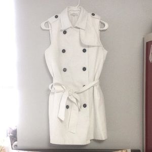 Trench coat style White Denim Dress